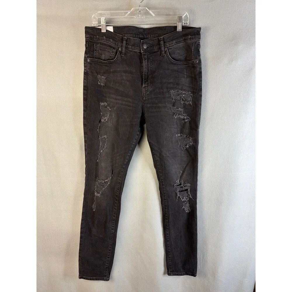 HM &Denim‎ Mens Skinny Distressed Ripped Jeans Black 36/32 0690449 4